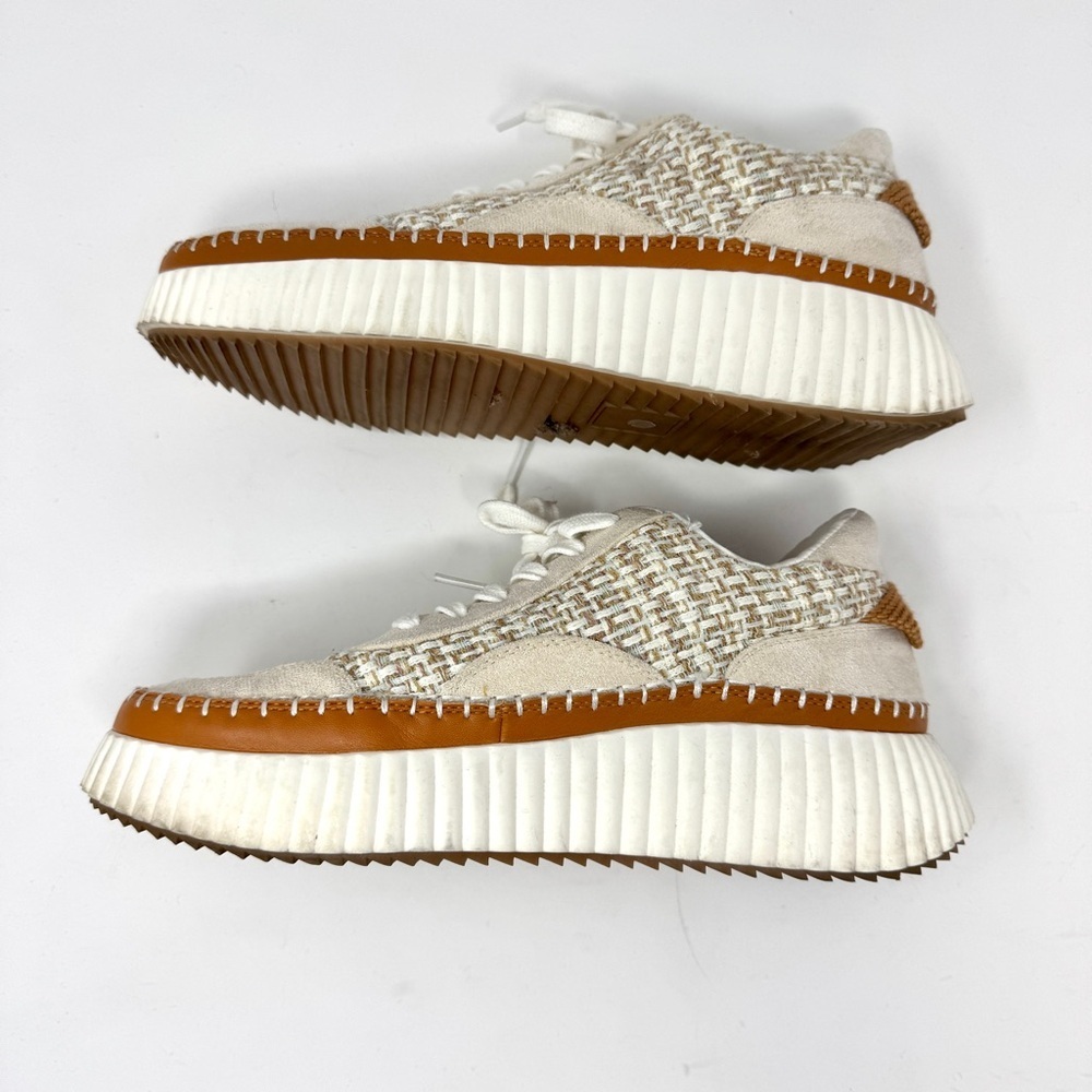 Matisse Woven Platform Sneakers – Neutral Tweed Lace-Up Shoes Size 10 - Picture 3 of 7